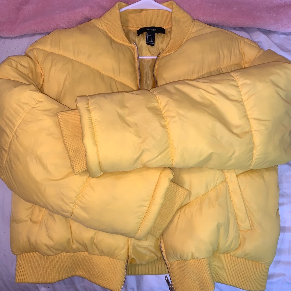 Yellow puff jacket
